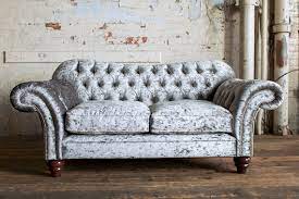 Silver Velvet Chesterfield Sofa