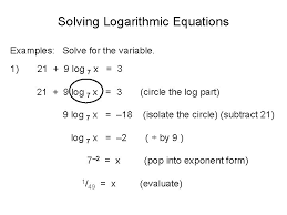 solving logarithmic equations i