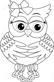 Coloring Page With Cute Owl Outline Drawing Royalty Free Cliparts