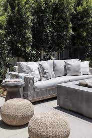 Gray Wicker Outdoor Sofa With Gray