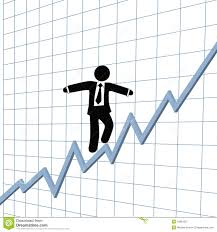 Business Man Risk Tightrope Growth Chart Stock Vector