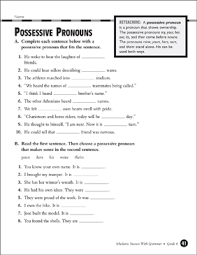 Possessive Pronouns Grades 5 6 Printable Test Prep