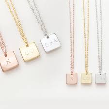 initial square necklace friendship high