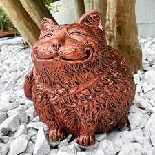 Cat Garden Statue Stone Fat Cat