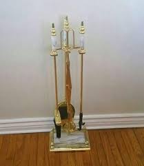 Brass And Marble Fireplace Tool Set
