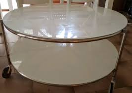 White Glass Ikea Coffee Table On Wheels