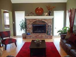 Living Room Red Brick Fireplace Decor