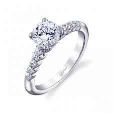 14k white gold scalloped diamond enement ring