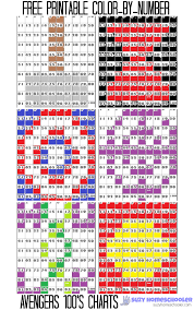 Free Printable Avengers Color By Number 100s Chart Pictures