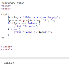 strpos in php syntax uses and