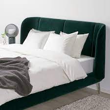 Queen knitted plaid vivianna dimentions: Tufjord Upholstered Bed Frame Djuparp Dark Green Queen Ikea
