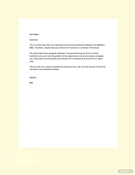 board resignation letter template in