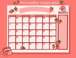 Summer Strawberry Calendar Printable