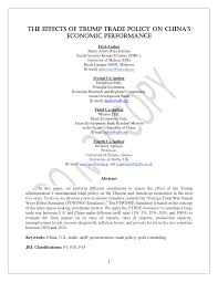 Pdf The Effects Of Trump Trade Policy On Chinas Economic