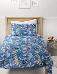 blue ocean animals cotton bedding set