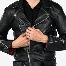 Commando Black Leather Jacket With Nickel Hardware Original Fit Size 48