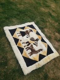 handmade alpaca llama folk art fur rug
