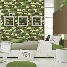 Camouflage Wallpaper Green 10m Kids