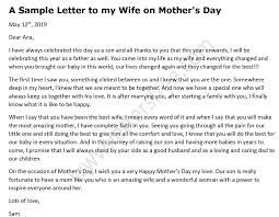a sle letter to my wife on mother s day