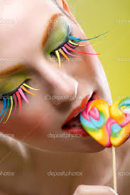 lollipop and extreme makeup stock photo
