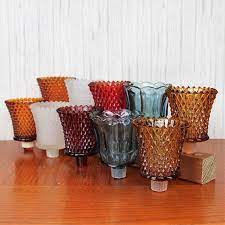 Vintage Colored Glass Votive Cups Pairs