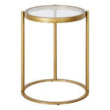 Brass Round Side Table With Glass Top
