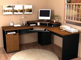 I really enjoyed adding the little details on this one with its corner design, curved top, inset shelf cabinet, and two tone wood corners. Bestar Hampton Corner Desk With Keyboard Shelf In Tuscany Brown Black 69430 63 Bestar Furniture