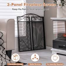 3 Panel Freestanding Fireplace Screen