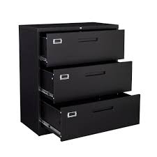 mlezan 3 drawer lateral cabinet black
