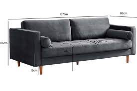 Scott Grey Velvet 3 Seater Sofa