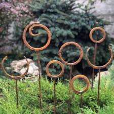 Rusty Finials Set Of 7 Garden Stakes