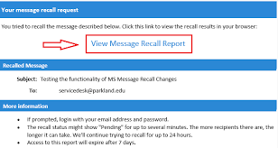 office 365 outlook client recall an