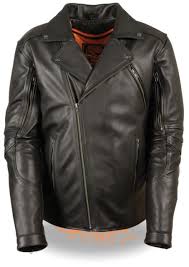 Mens Vented Updated Black Leather Motorcycle Jacket 5x