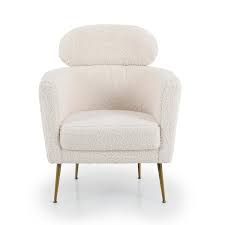 Beige Upholstered Accent Armchair