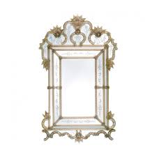 Murano Glass Gold Flower Details Mirror
