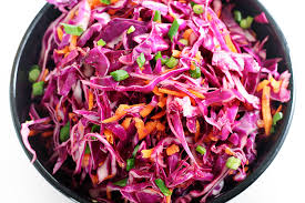 red cabbage slaw with an asian dressing