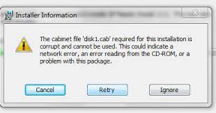msi error 1335 disk1 cab cannot be