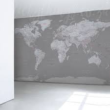 Modern Grey World Map Wall Mural