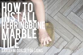 how to install herringbone marble tile