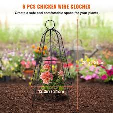 vevor en wire cloche 6 packs 12 2 diameter x 20 height plant protector and cover with zip ties sy metal cage garden protection from