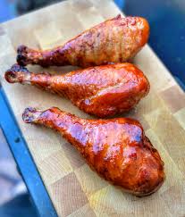 barbecued turkey drumsticks on the