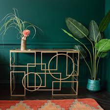 gold links mirror top console table