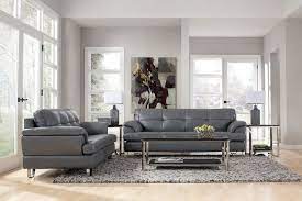 Leather Sofa Grey Couch Living