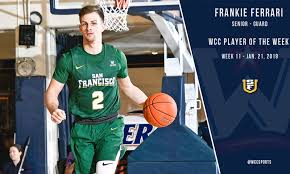 Frankie ferrari signs up for summer league with utah jazz. Usf S Ferrari Named Wcc Men S Basketball Player Of The Week West Coast Conference