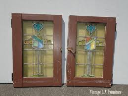 Antique Stained Glass Cabinet Doors