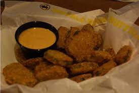 fried pickes and dipping sauce