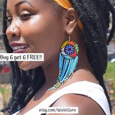 colorful african bead and wire earrings