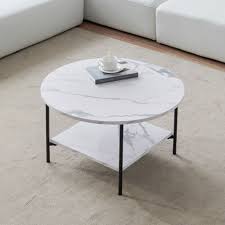 Round Coffee Table W Storage Black