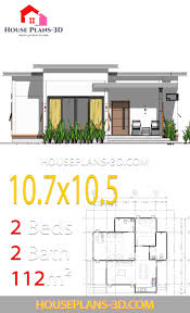 2 bedrooms flat roof house plans