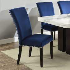 camila dining chair blue velvet set